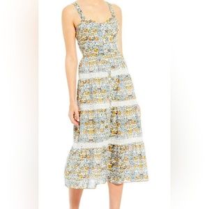 Antonio Melani Liberty London Tiered Ruffled Button Down Midi Dress Size 8 🍋